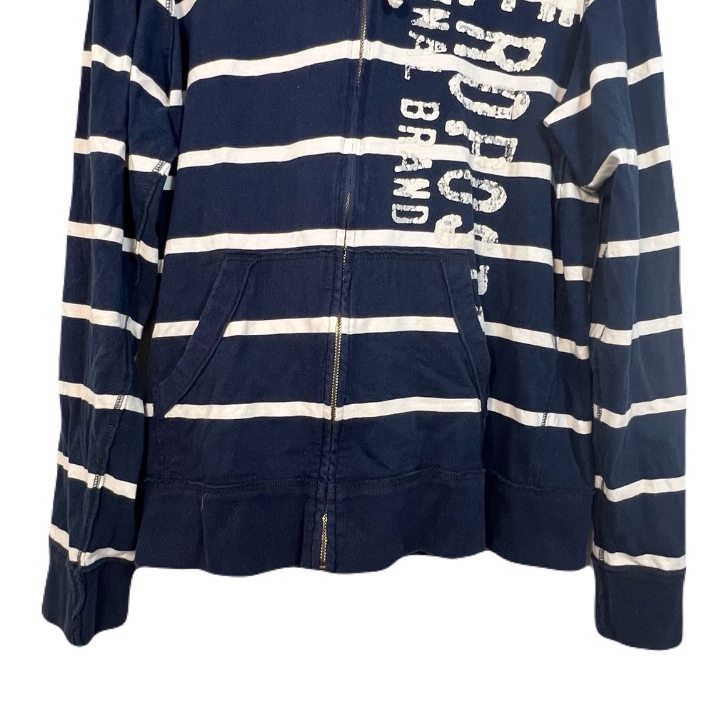 Aeropostale 1987 Navy Striped Zip Hoodie Sweatshirt Size L Athleisure Y2K Comfy - Picture 3 of 6